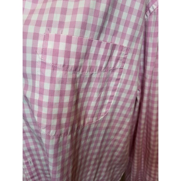 J. Crew Pink/White Gingham Button Up Shirt L Preppy Spring Easter Classic Church - Picture 3 of 7